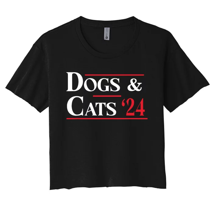 Dogs And Cats 2024 TheyRe Eating The Dogs Women's Crop Top Tee