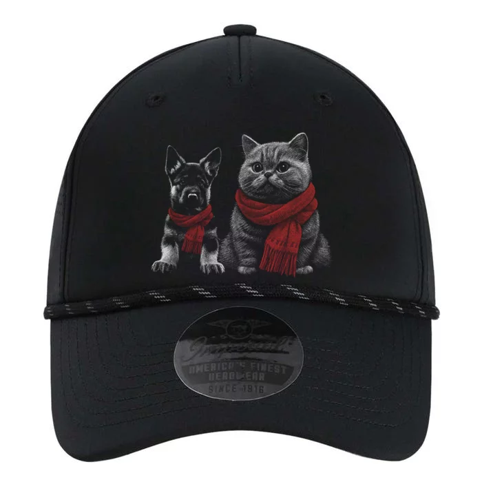 Dog And Cat Wearing Red Scarves Realistic Performance The Dyno Cap