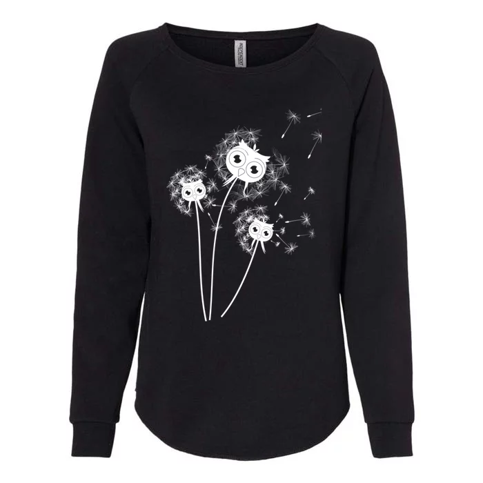 Dandelion And Cute Owls Flower Owl Bird Lover Dandelion Day Funny Gift Womens California Wash Sweatshirt