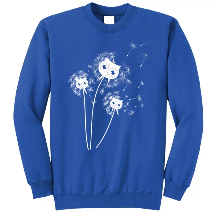 Dandelion And Cute Owls Flower Owl Bird Lover Dandelion Day Funny Gift Tall Sweatshirt