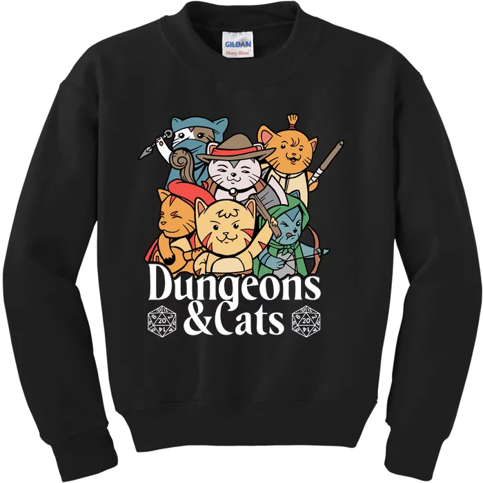 Dungeons And Cats Cute Cat Lover Funny For Lover Trending Kids Sweatshirt