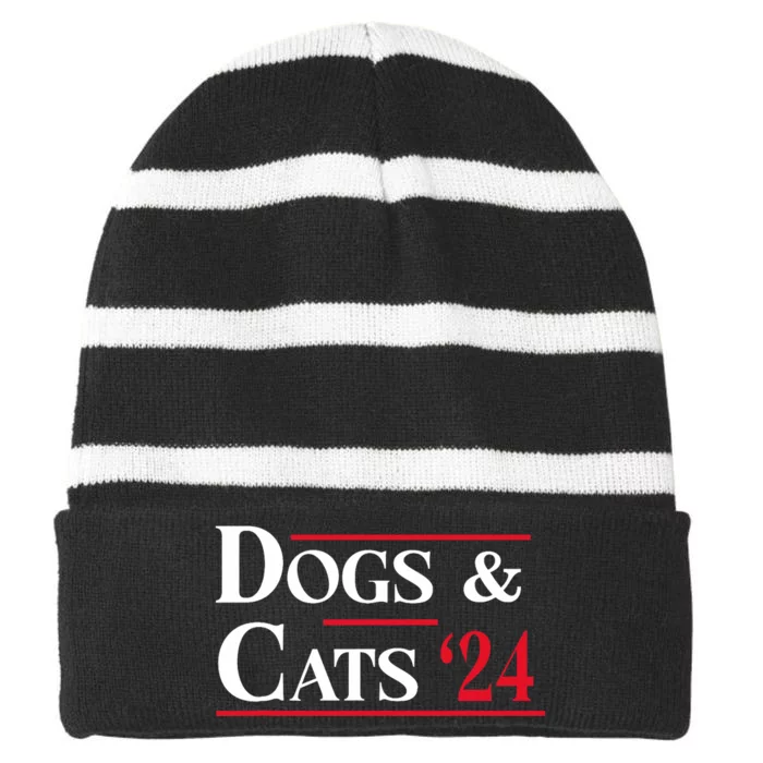 Dogs And Cats 2024 TheyRe Eating The Dogs Striped Beanie with Solid Band