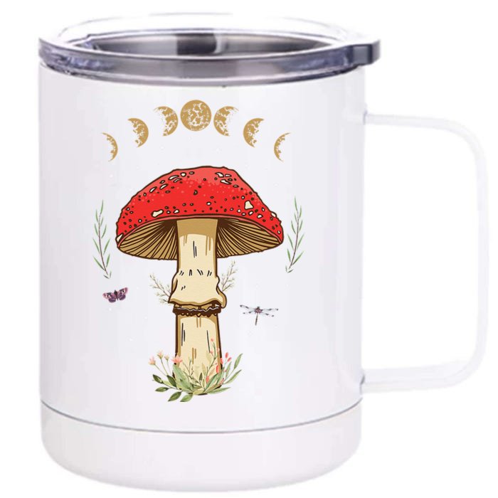 Dark Academia Cottagecore Aesthetic Magical Mushroom Fungi Front & Back 12oz Stainless Steel Tumbler Cup