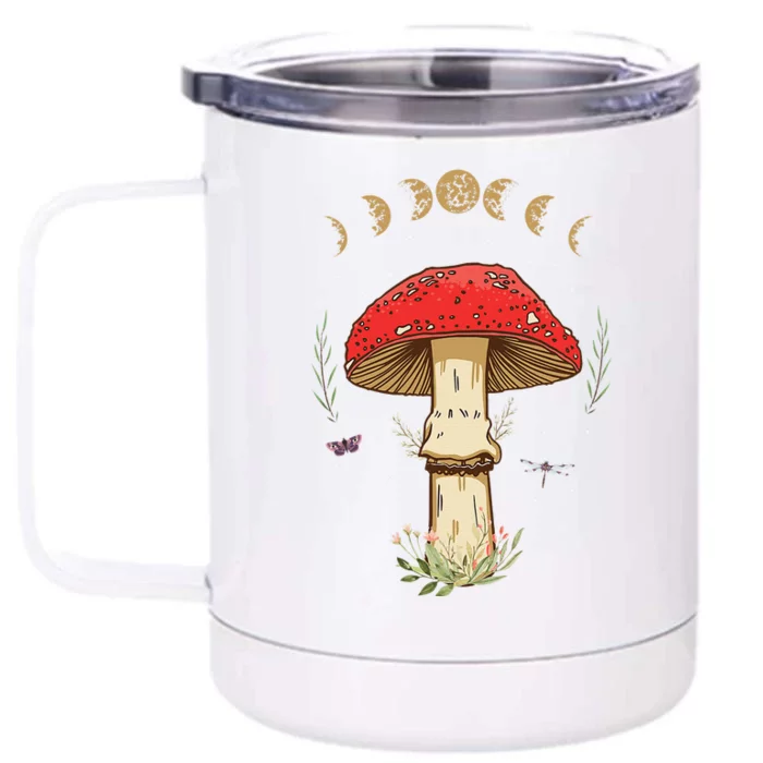 Dark Academia Cottagecore Aesthetic Magical Mushroom Fungi Front & Back 12oz Stainless Steel Tumbler Cup