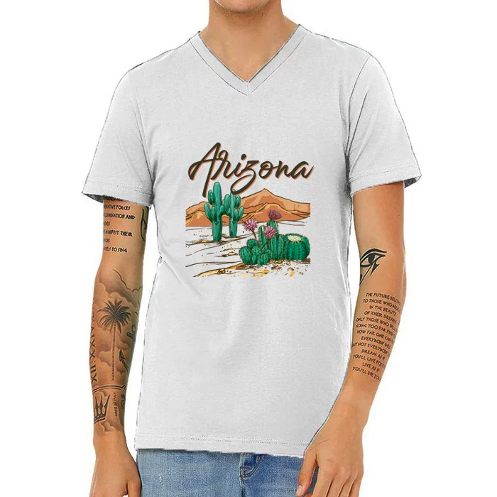 Desert Arizona Cactus Southwestern V-Neck T-Shirt