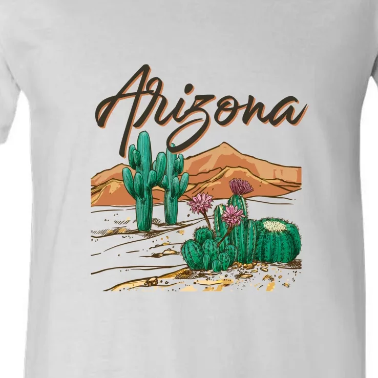 Desert Arizona Cactus Southwestern V-Neck T-Shirt