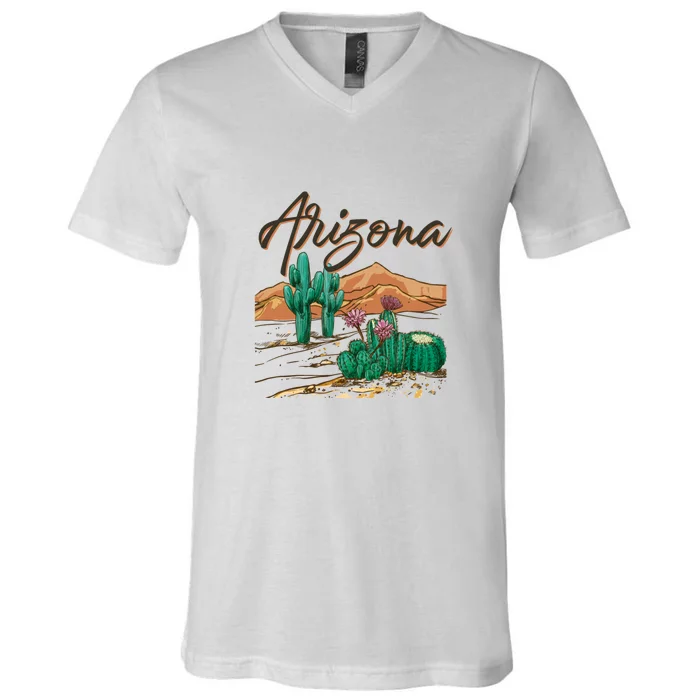 Desert Arizona Cactus Southwestern V-Neck T-Shirt