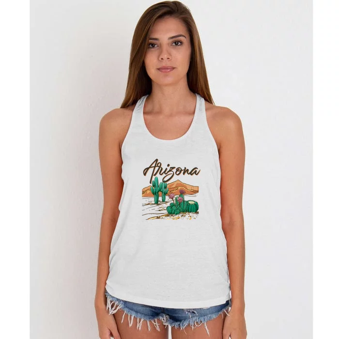 Desert Arizona Cactus Southwestern Women's Knotted Racerback Tank