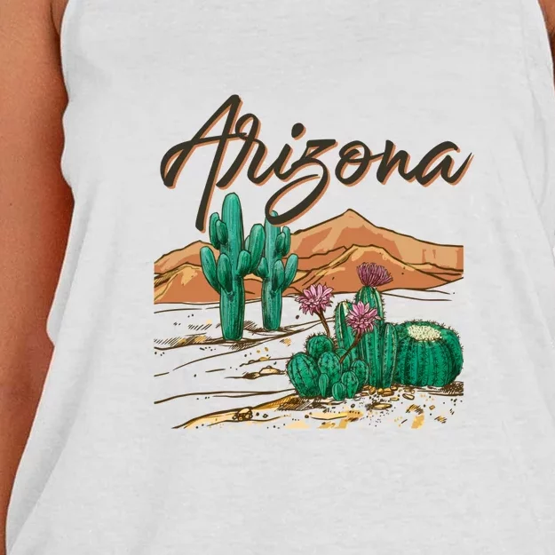 Desert Arizona Cactus Southwestern Women's Knotted Racerback Tank