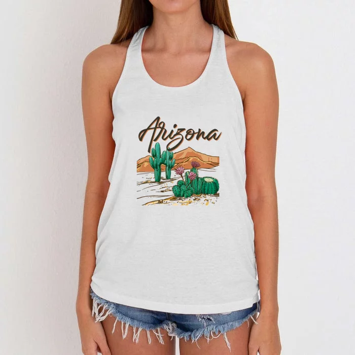 Desert Arizona Cactus Southwestern Women's Knotted Racerback Tank