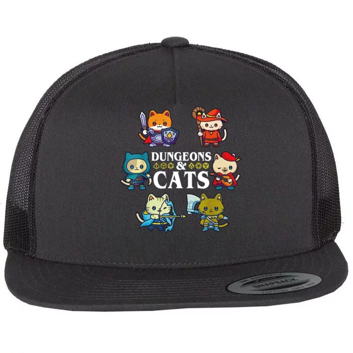 Dungeons And Cats Flat Bill Trucker Hat