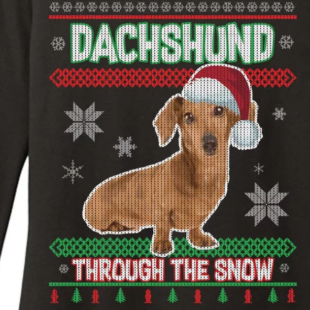 Dachshund Dog Funny Wiener Ugly Christmas Womens CVC Long Sleeve Shirt