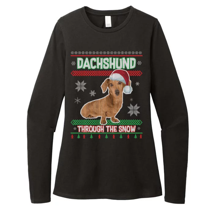 Dachshund Dog Funny Wiener Ugly Christmas Womens CVC Long Sleeve Shirt