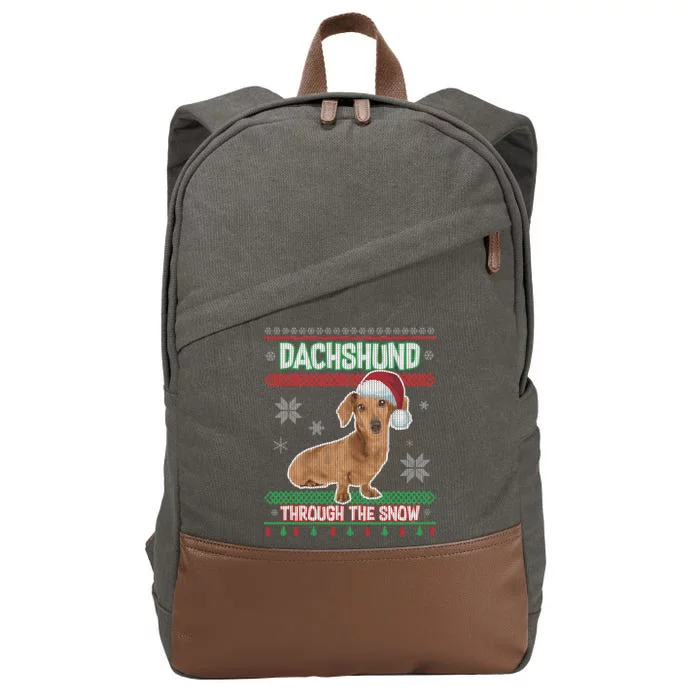 Dachshund Dog Funny Wiener Ugly Christmas Cotton Canvas Backpack