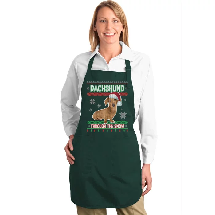 Dachshund Dog Funny Wiener Ugly Christmas Full-Length Apron With Pocket