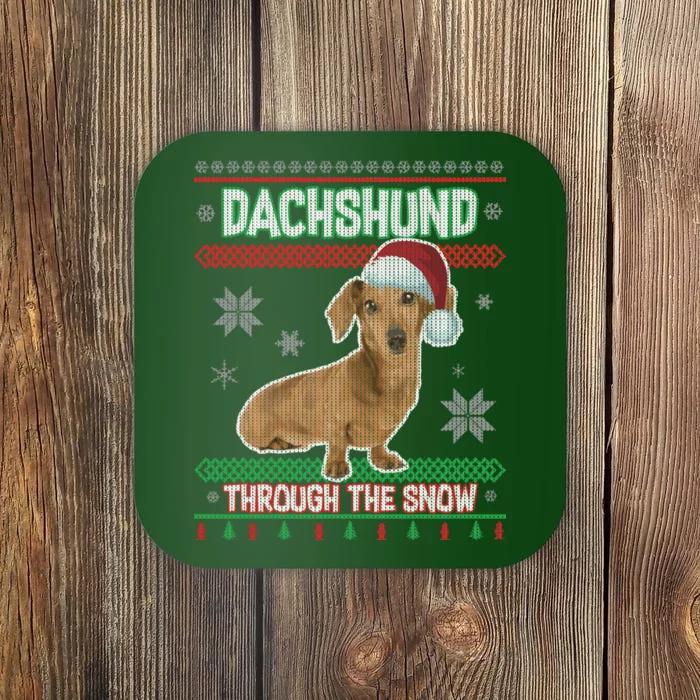 Dachshund Dog Funny Wiener Ugly Christmas Coaster