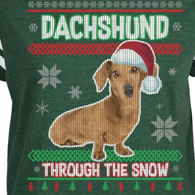 Dachshund Dog Funny Wiener Ugly Christmas Enza Ladies Jersey Football T-Shirt