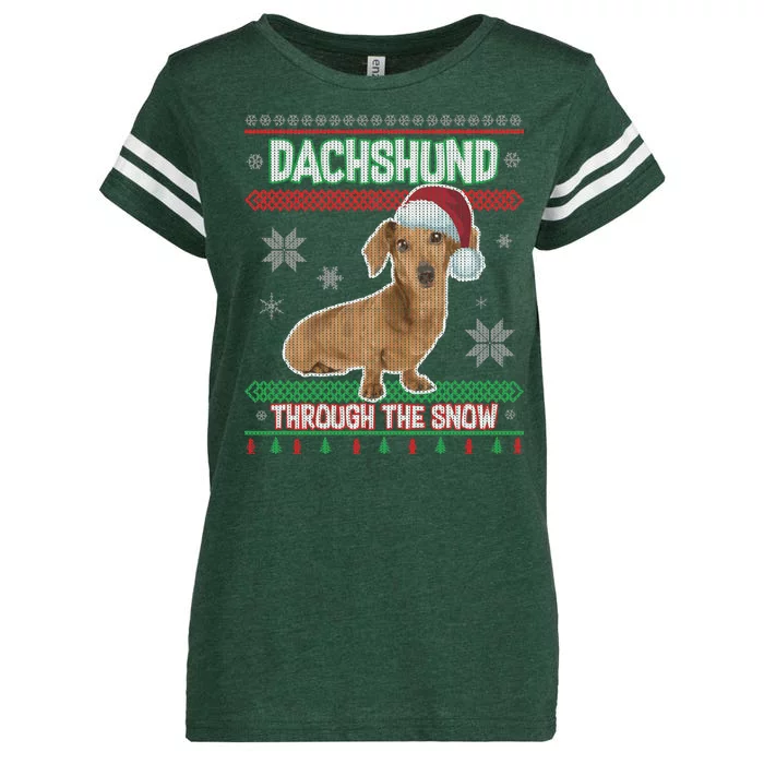 Dachshund Dog Funny Wiener Ugly Christmas Enza Ladies Jersey Football T-Shirt