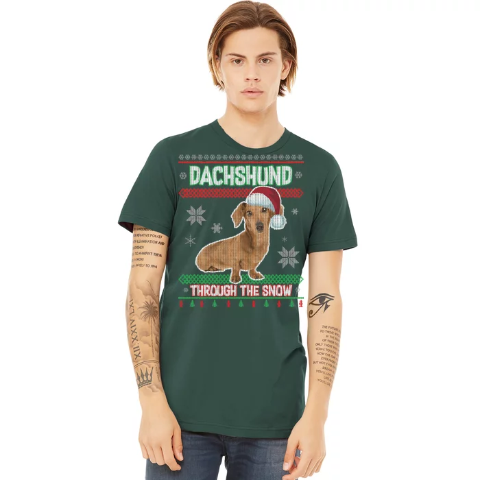 Dachshund Dog Funny Wiener Ugly Christmas Premium T-Shirt