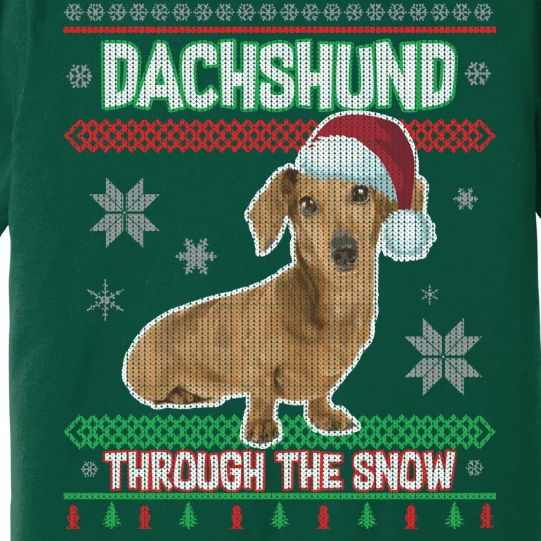 Dachshund Dog Funny Wiener Ugly Christmas Premium T-Shirt