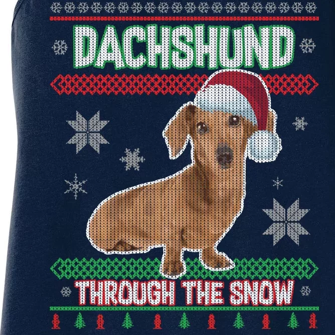 Dachshund Dog Funny Wiener Ugly Christmas Women's Racerback Tank