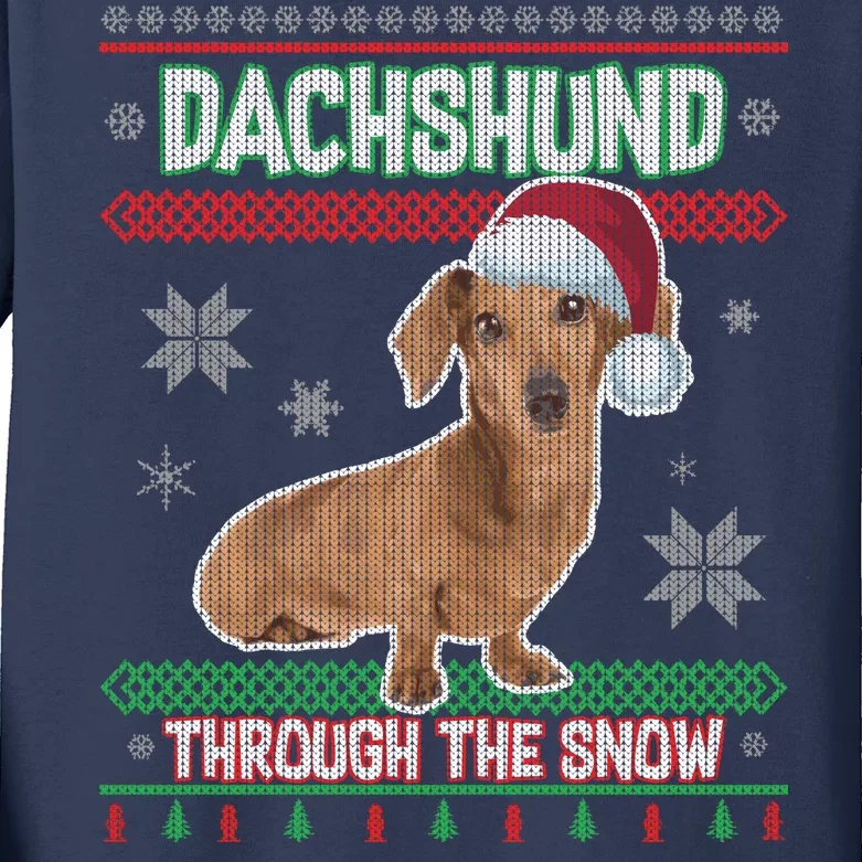 Dachshund Dog Funny Wiener Ugly Christmas Kids Long Sleeve Shirt