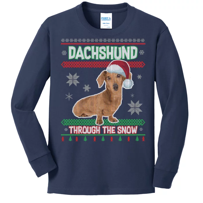 Dachshund Dog Funny Wiener Ugly Christmas Kids Long Sleeve Shirt