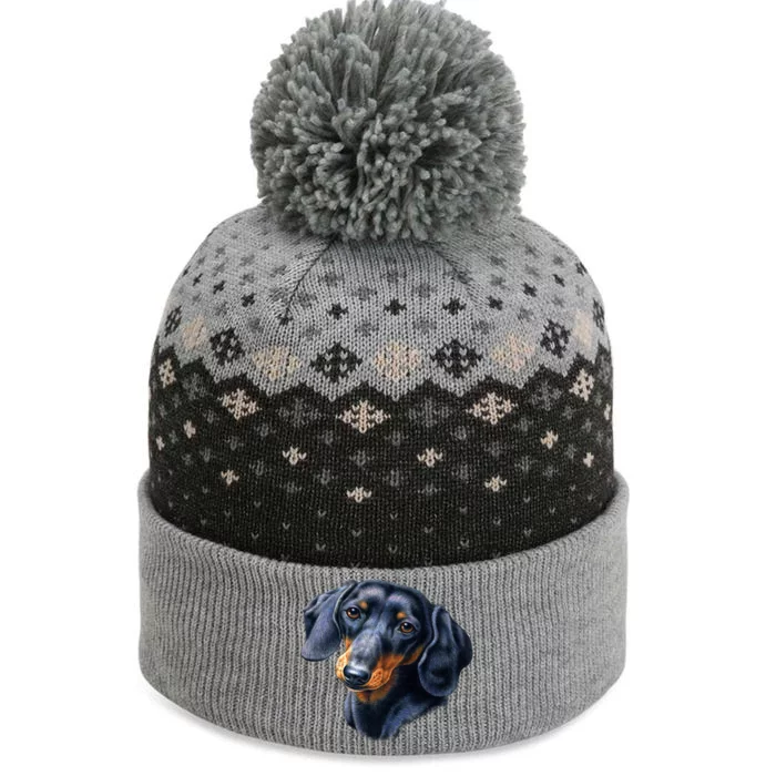 Dachshund Face The Baniff Cuffed Pom Beanie