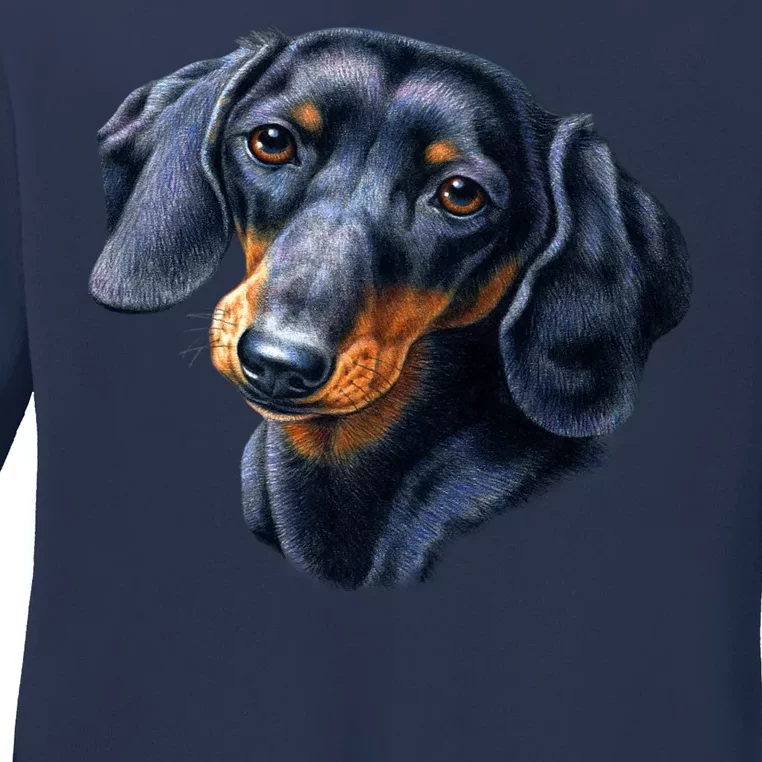 Dachshund Face Ladies Long Sleeve Shirt