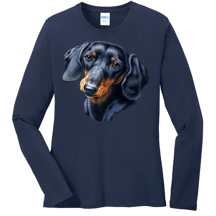 Dachshund Face Ladies Long Sleeve Shirt