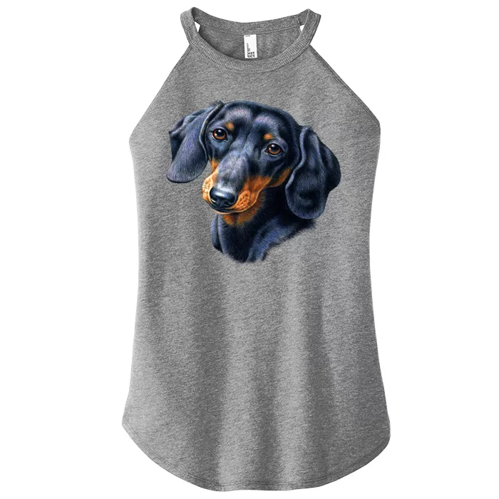 Dachshund Face Women’s Perfect Tri Rocker Tank