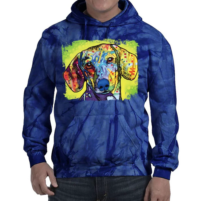 Dachshund Rainbow Dog Face Tie Dye Hoodie