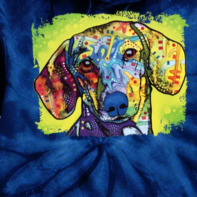 Dachshund Rainbow Dog Face Tie Dye Hoodie