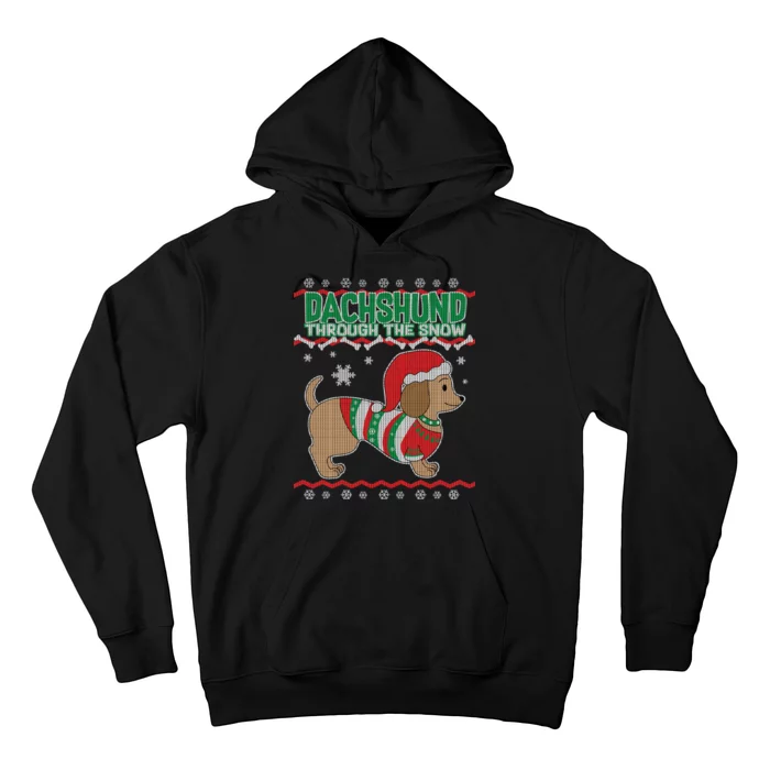 Dachshund Through The Snow Ugly Christmas Hoodie