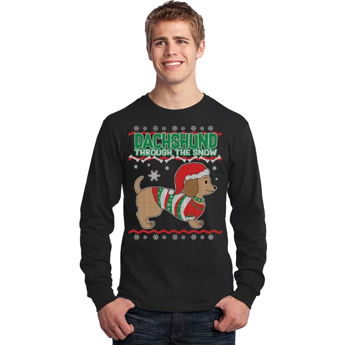 Dachshund Through The Snow Ugly Christmas Long Sleeve Shirt