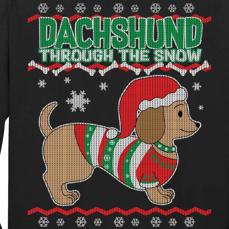 Dachshund Through The Snow Ugly Christmas Long Sleeve Shirt