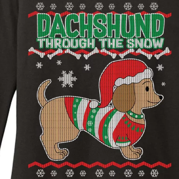 Dachshund Through The Snow Ugly Christmas Womens CVC Long Sleeve Shirt