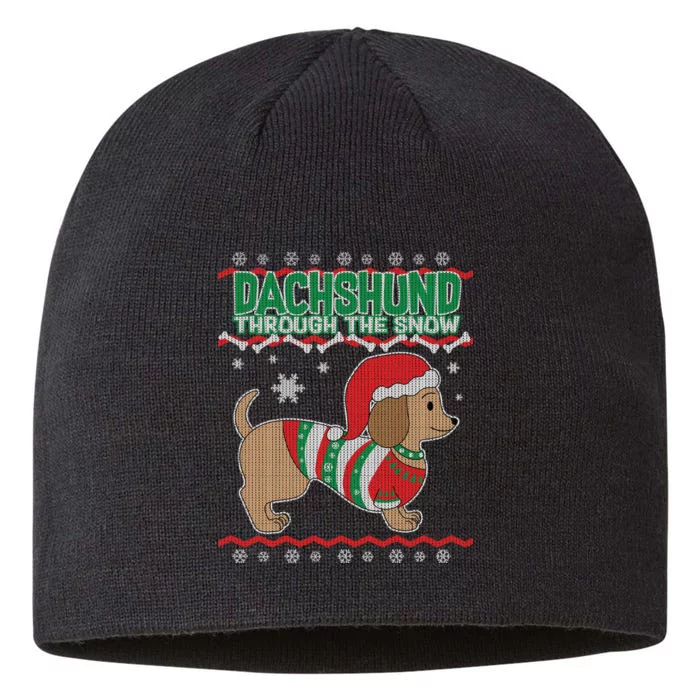 Dachshund Through The Snow Ugly Christmas 8 1/2in Sustainable Knit Beanie