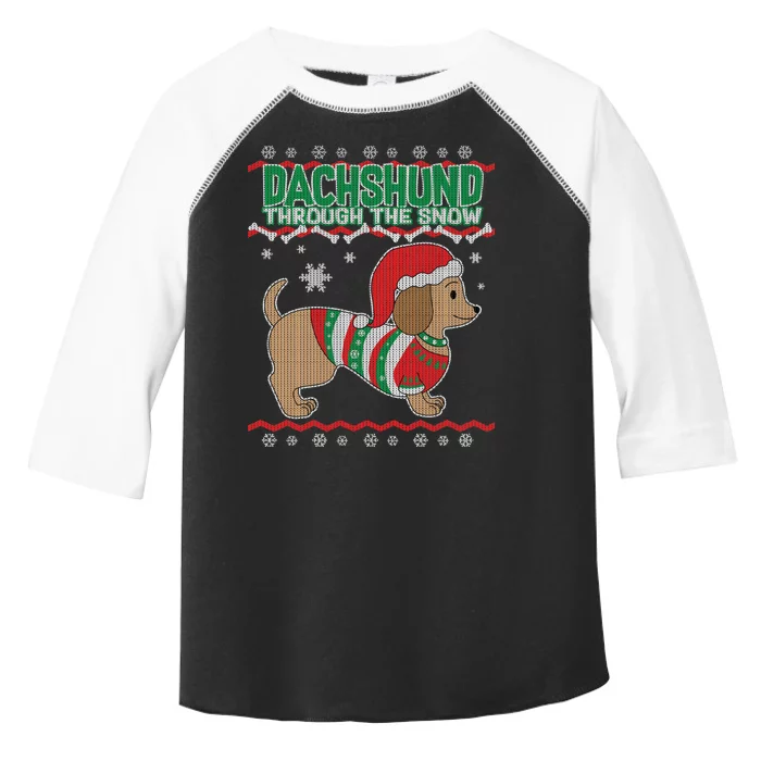 Dachshund Through The Snow Ugly Christmas Toddler Fine Jersey T-Shirt