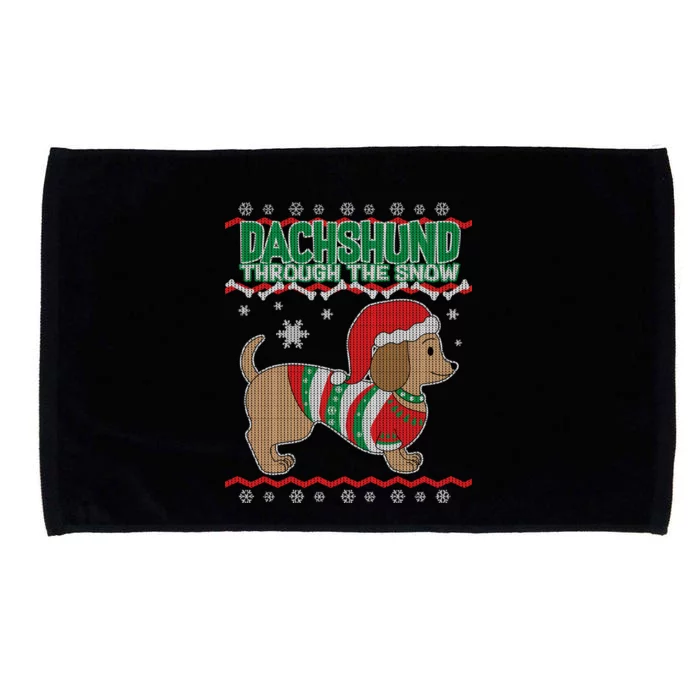 Dachshund Through The Snow Ugly Christmas Microfiber Hand Towel