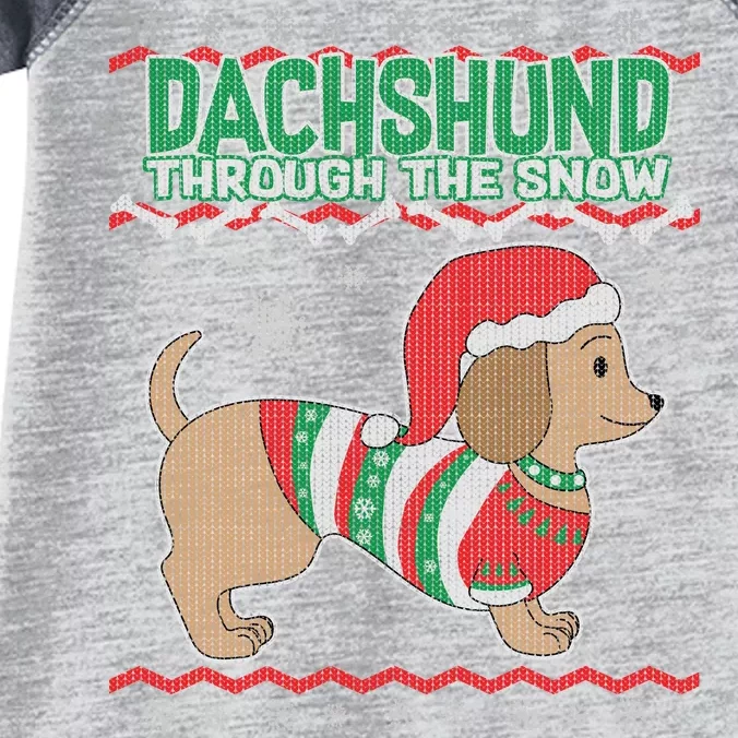 Dachshund Through The Snow Ugly Christmas Infant Baby Jersey Bodysuit