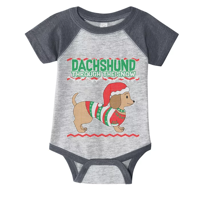 Dachshund Through The Snow Ugly Christmas Infant Baby Jersey Bodysuit