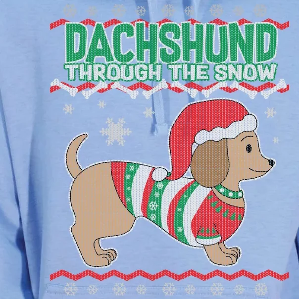 Dachshund Through The Snow Ugly Christmas Unisex Surf Hoodie