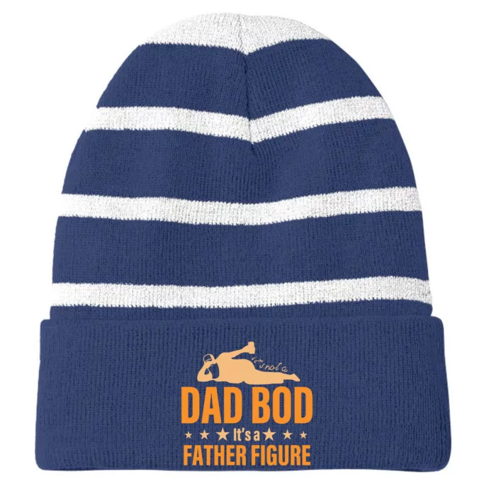 Dad Bod It's A Father Figure Funny Striped Beanie with Solid Band