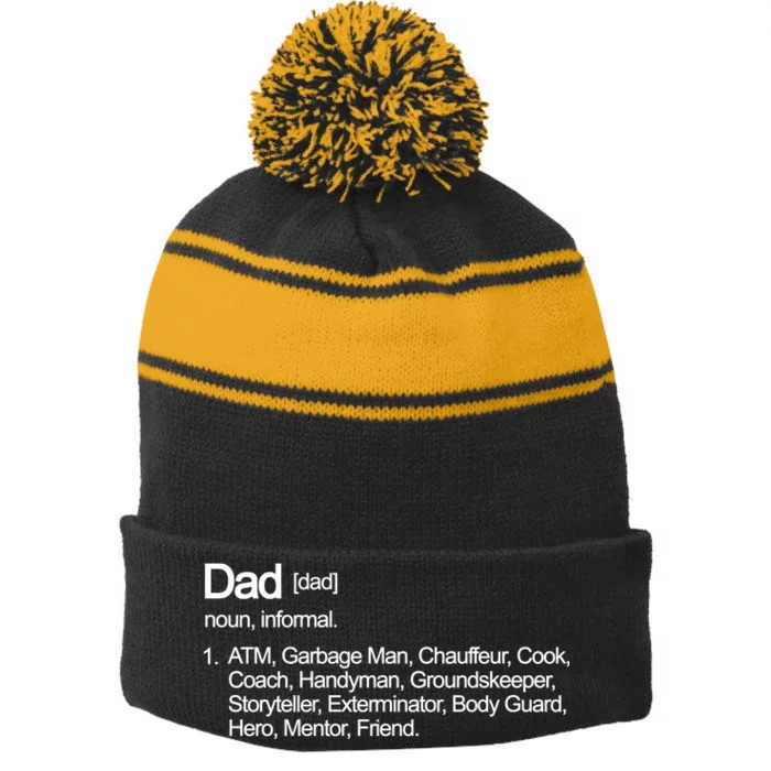 Dad Definition Of All Things Stripe Pom Pom Beanie