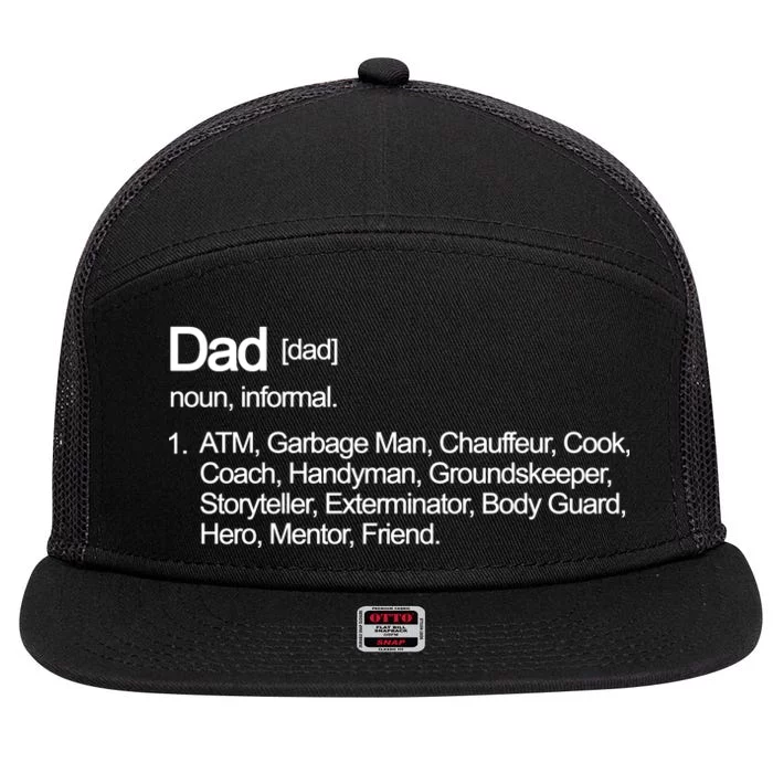 Dad Definition Of All Things 7 Panel Mesh Trucker Snapback Hat