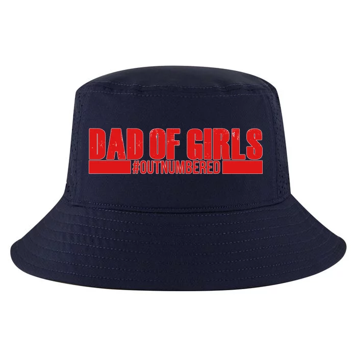 Dad of Girls Out Numbered Red Imprint Cool Comfort Performance Bucket Hat