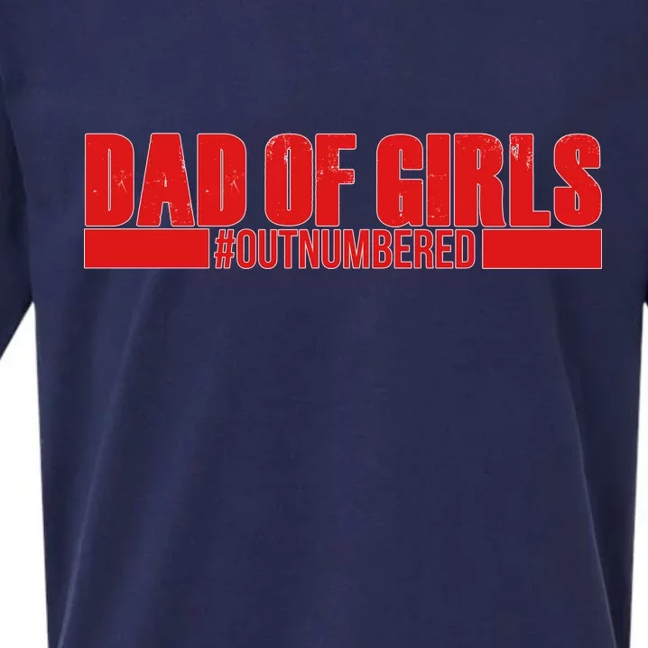 Dad of Girls Out Numbered Red Imprint Sueded Cloud Jersey T-Shirt