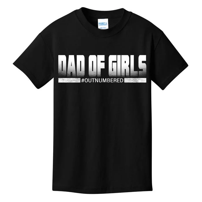 Dad Of Girls Outnumbered Funny Fathers Day Kids T-Shirt