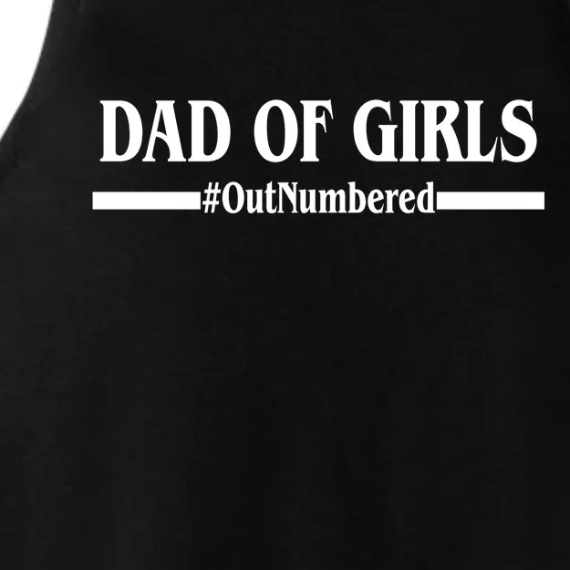 Dad of Girls Outnumbered Funny Girl Dad Ladies Tri-Blend Wicking Tank